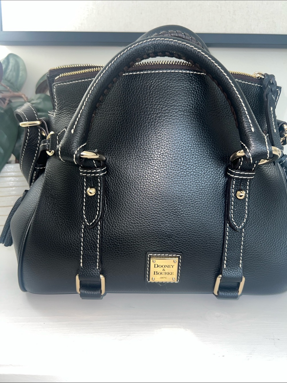 Dooney & Bourke Sorrento Leather Satchel Black and Gold Style No BBARB1980BLBL